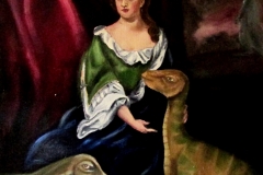 Queen Anne Maternal with Lusitanosarus (after sir Godfrey Kneller)